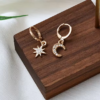 Moon Star asymmetrical hoop earrings Miami gold silver mental earrings