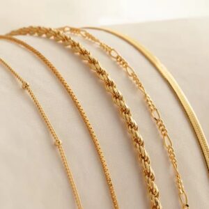 Minimalist Dainty 18k Miami Gold Plated Stainless Steel Herringbone Bracelet Femme Paperclip Rope Box Chain Bracelets