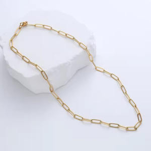 non tarnished Miami stainless steel 18k gold plated paperclip paper clip link chain necklaces