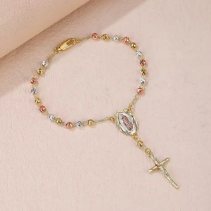 Gold Catholic Cross Bracelet