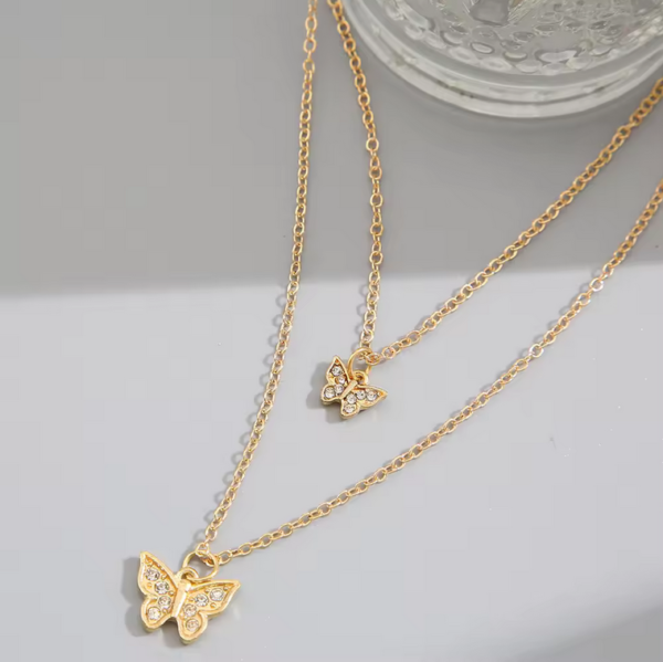 Gold Butterfly necklace Multi Layer Fashionable jewelry