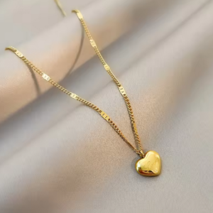 Summly Gold Collarbone Chain Heart Pendant Necklace