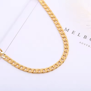 DAIHE 18K Gold Necklace Wide Chain