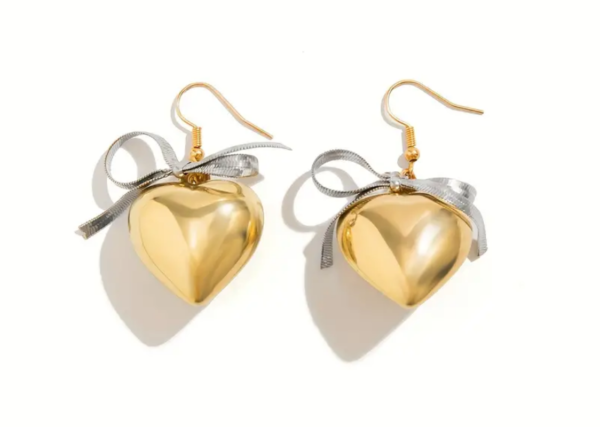 Screenshot 2024 09 02 at 18 00 07 14k Gold Plated Heart Drop Earrings Bow Detail Elegant Sexy Temu