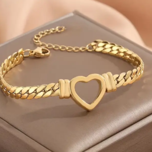 18k Gold Plated Stainless Steel Bracelet Heart-Link