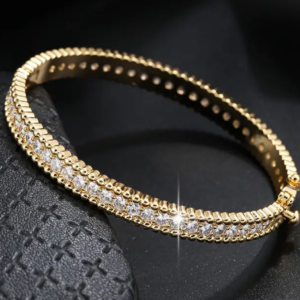 Luxury Single Row Full Circle Inlaid Cubic zirconia Bracelet 18K Gold