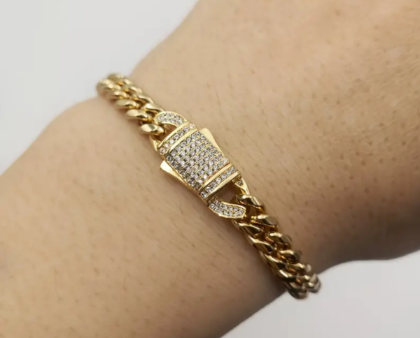 Screenshot 2024 09 02 at 19 28 26 Fashionable Gold tone Mens Bracelet Diamond encrusted Clasp Temu