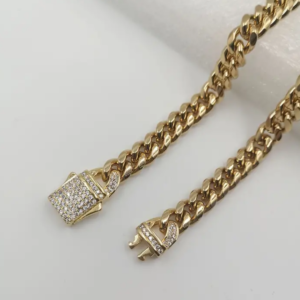 Gold-Tone Bracelet with Diamond-Encrusted Clasp